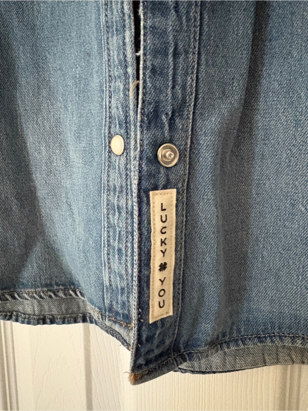 Lucky Brand Light Blue Denim Snap Button-Front Shirt - Picture 2 of 6